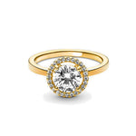 Anillo Clásico Zirconia Circular Dorado