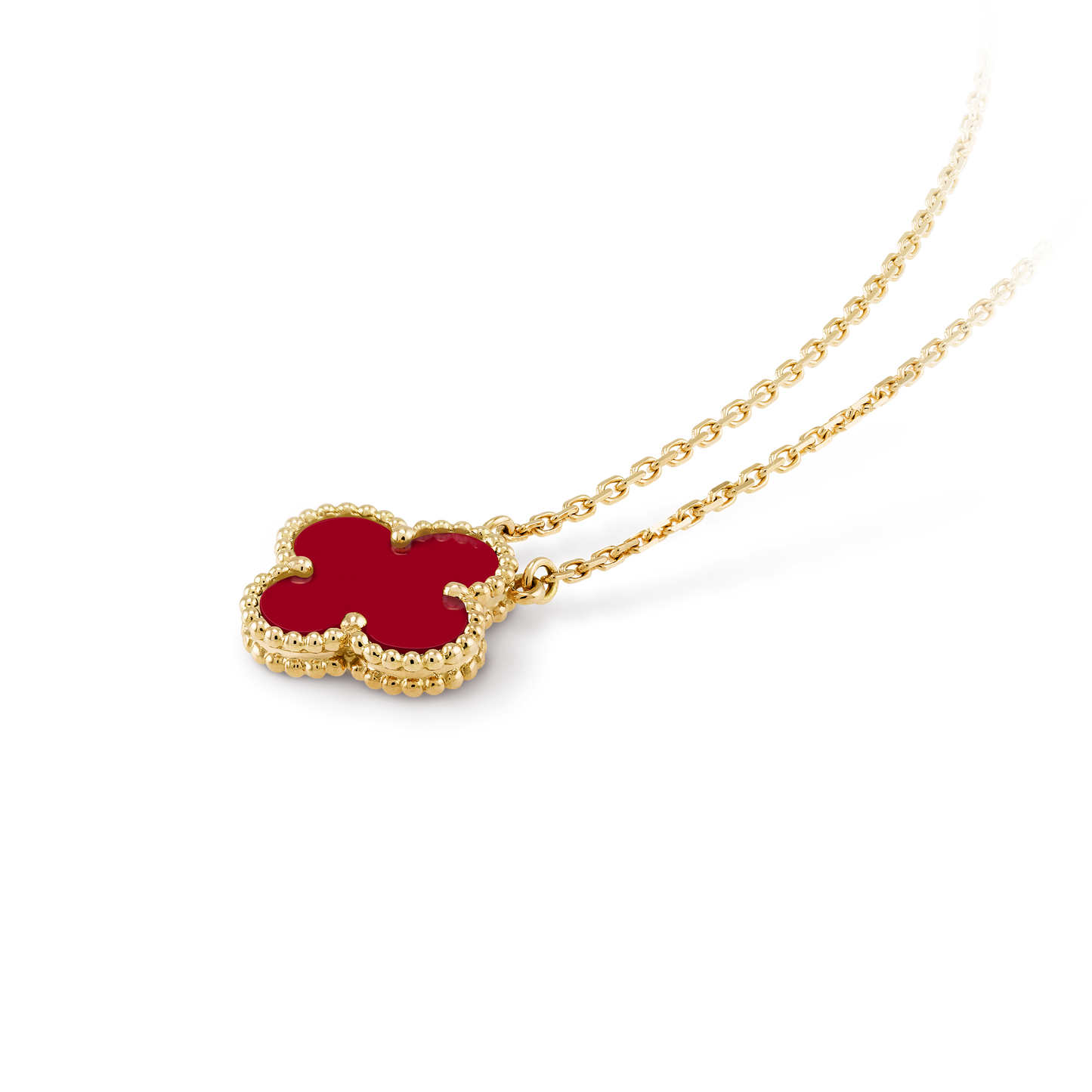 Collar Trébol Dorado y Rojo