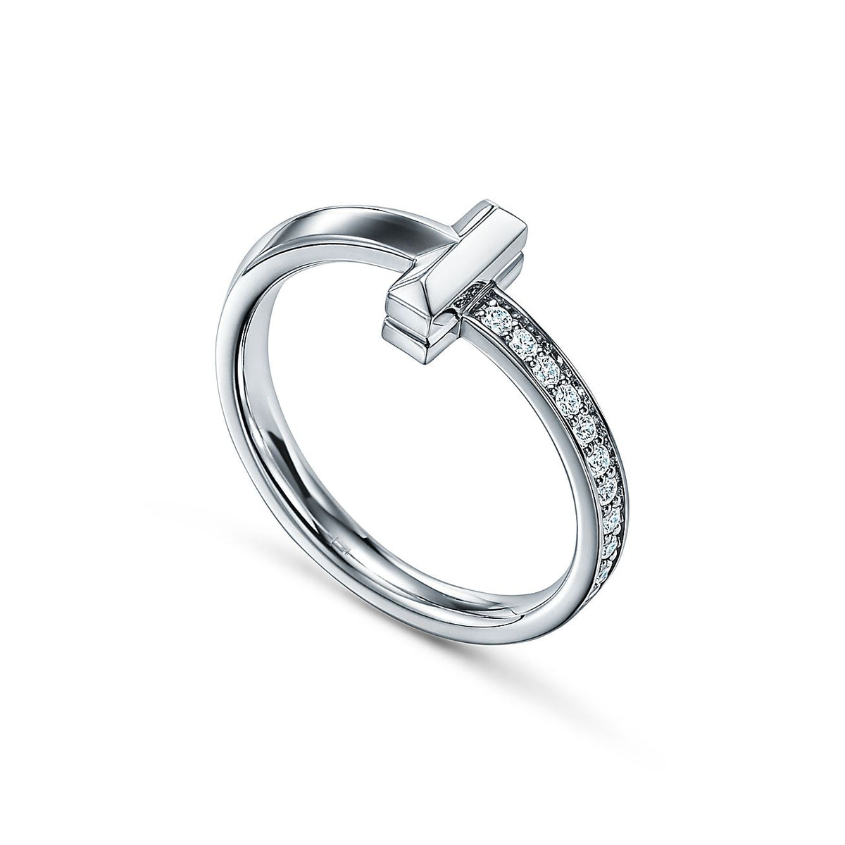 Anillo T Plateado y Zirconias