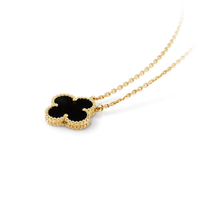 Collar Trébol Dorado y Negro