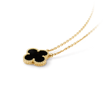 Collar Trébol Dorado y Negro