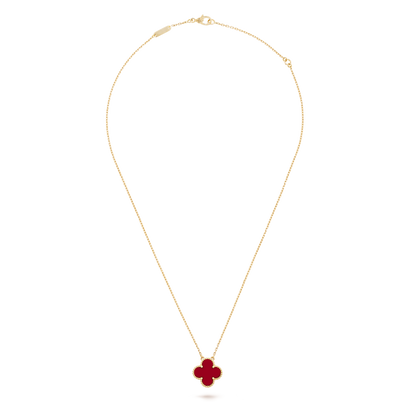 Collar Trébol Dorado y Rojo