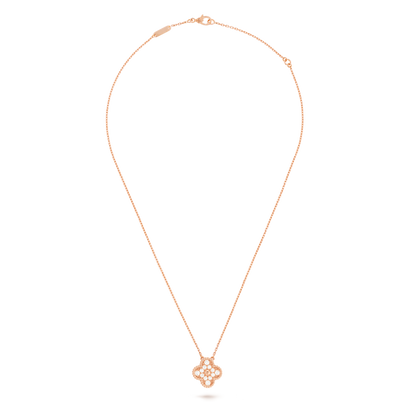 Collar Trébol Rosado y Blanco