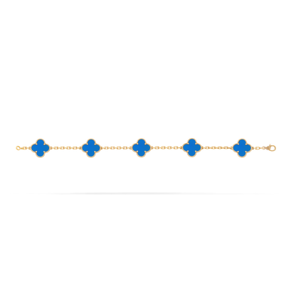 Pulsera Trébol Dorada y Azul