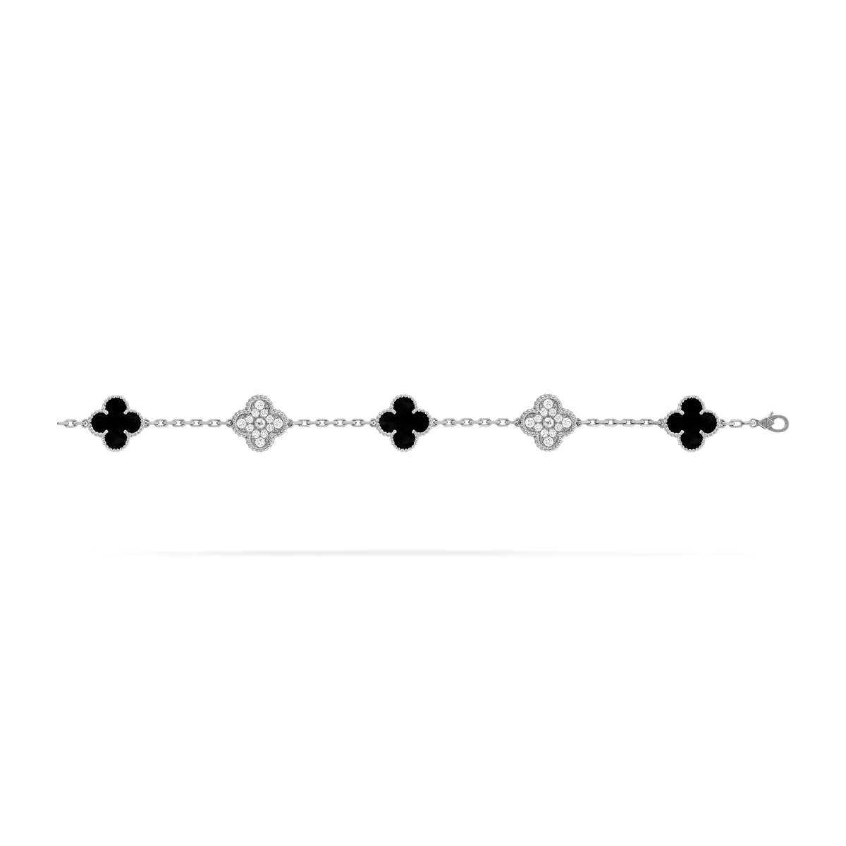 Pulsera Trébol Blanco y Negro