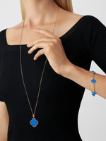 Pulsera Trébol Dorada y Azul