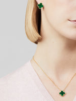 Collar Trébol Dorado y Verde