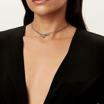 Collar Eslabon Plateado con Zirconias
