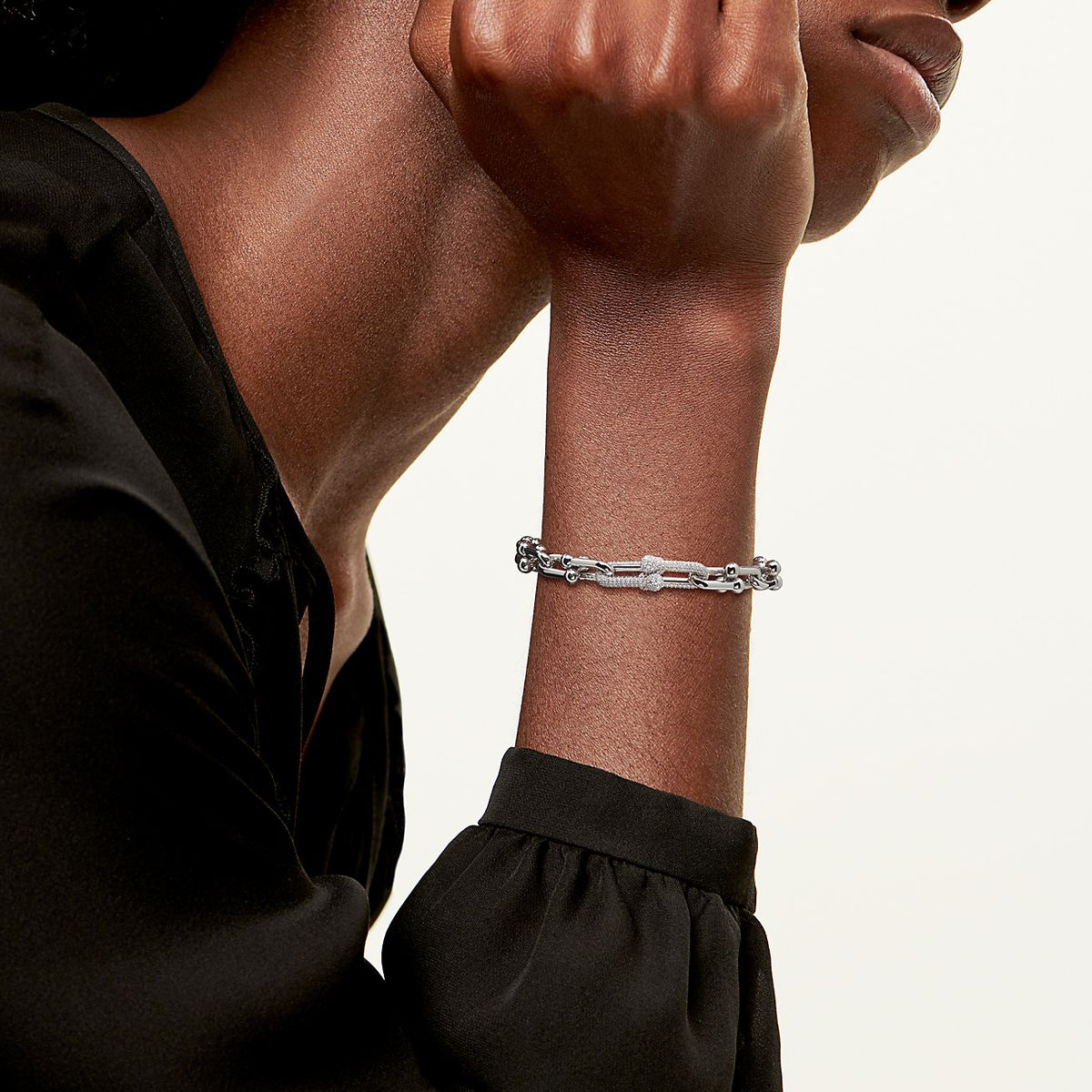 Pulsera Full Eslabones Plateado y Zirconias