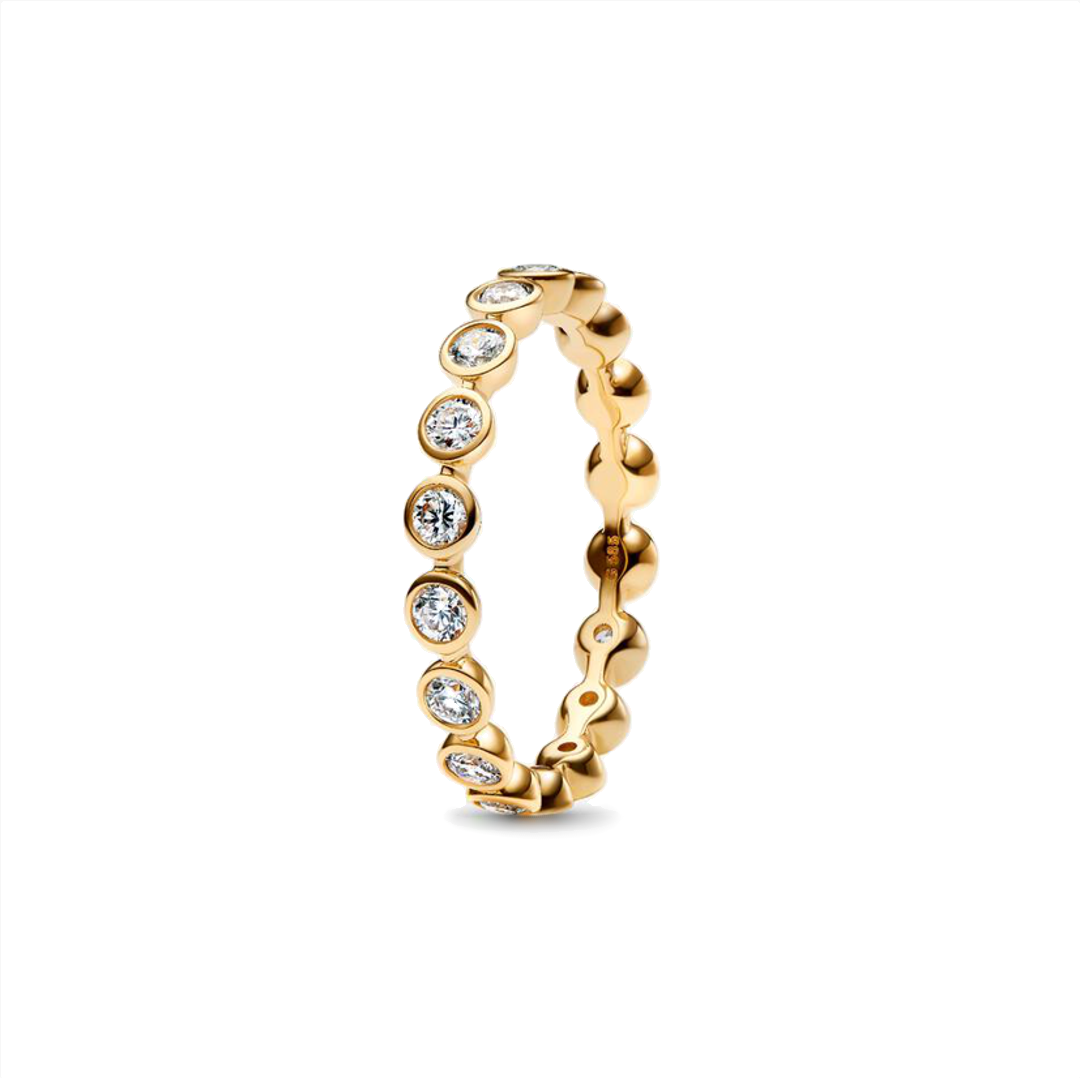 Anillo Dorado de Diamantes Circulares