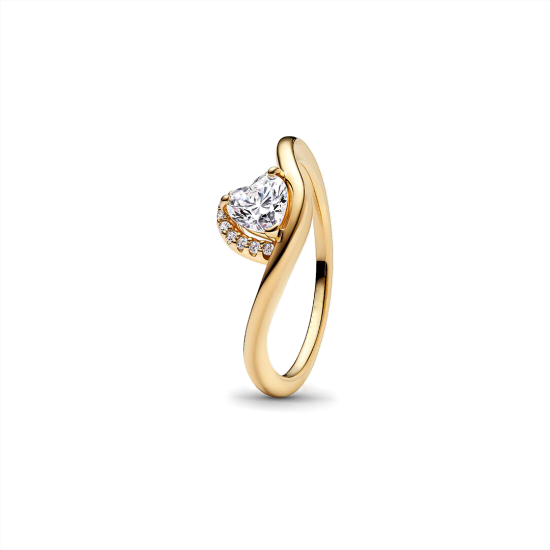 Anillo Dorado Corazón Ondulado