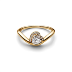 Anillo Dorado Corazón Ondulado
