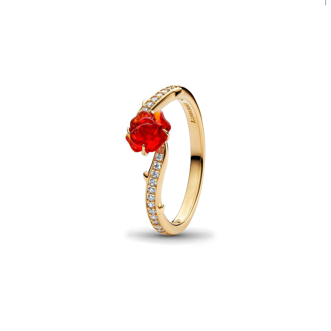 Anillo Dorado Rosa Roja