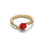 Anillo Dorado Rosa Roja