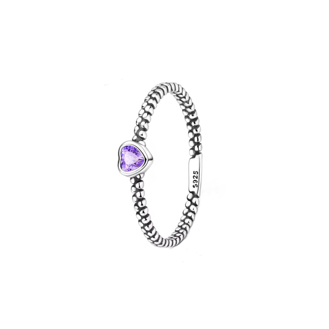 Anillo Banda Corazón Morado