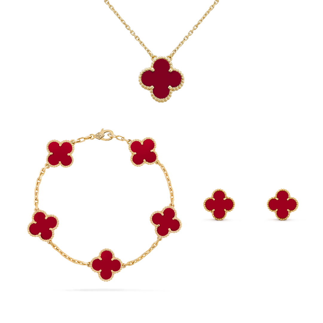 Kit 3 en 1 Trébol Rojo y Dorado